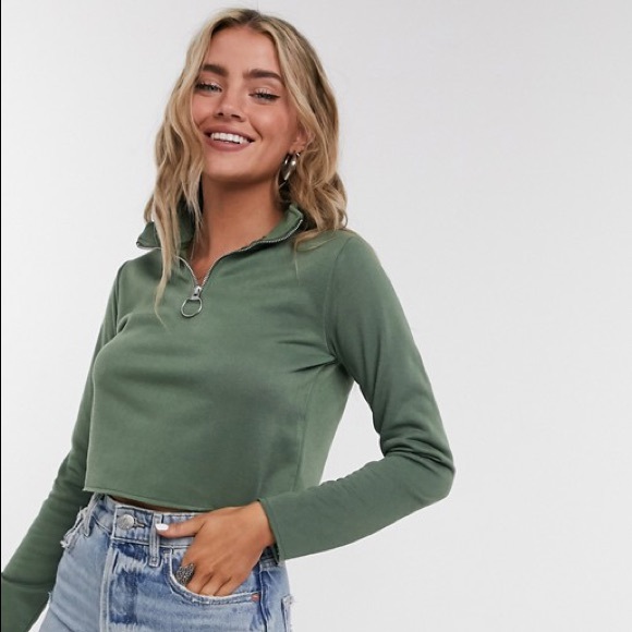 Cropped Half Zip Topshop NEW - Picture 2 of 4